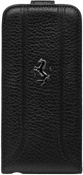 Чехол для iPhone 5 Ferrari Grain Leather Flip Black (FEFFFLP5BL)